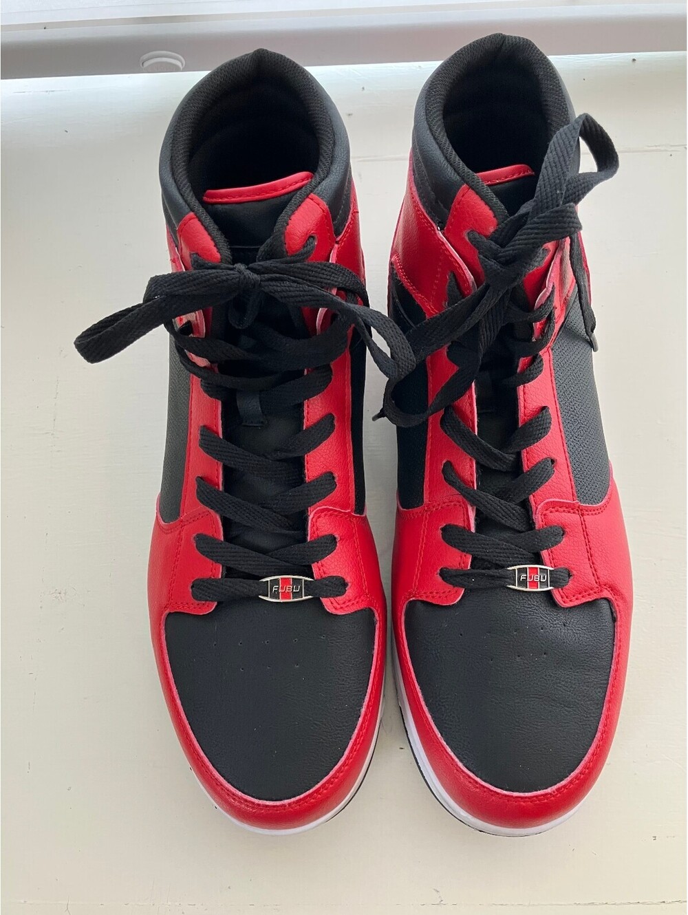 FUBU Mid Top Sneakers Mens 13 Red Black Retro Streetwear Basketball Trainers